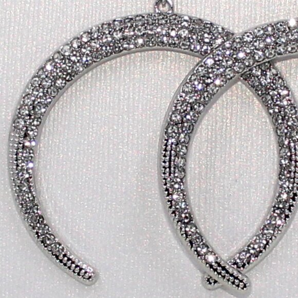 Jessica Simpson Push Back Silver Tone Clear Stone Dangle Pierced Earrings - Picture 7 of 12